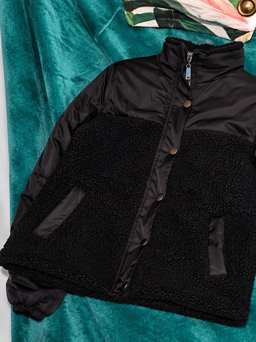 Time and Tru Black Sherpa Puffer Jacket